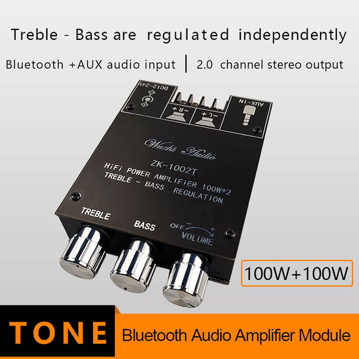 WANGCL Bluetooth HiFi Stereo 2.0 TPA3116D2 2x100W Bass und Treble Control Digital Power Amp