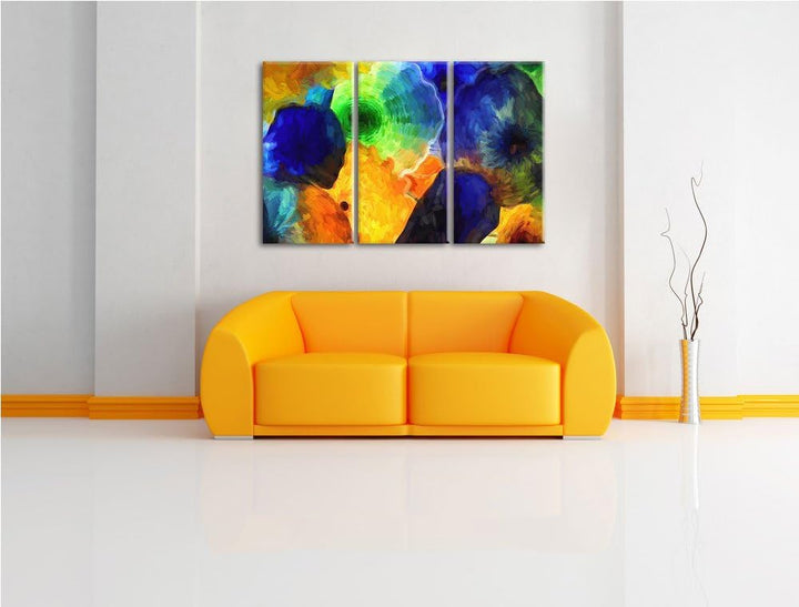 bunte Quallen NewArt 3-Teiler Leinwandbild 120x80 Bild auf Leinwand, XXL riesige Bilder fertig gerah