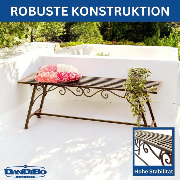 San Marco Gartenbank Wetterfest Metall - 120 cm Sitzbank mit Ornamenten Cucciu XL - Robuste Eisenban