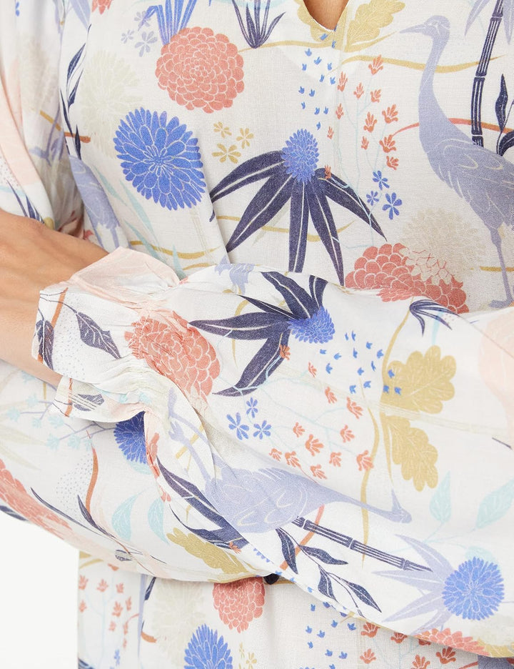 MUSTANG Damen Langarm-Bluse Bluse 38 2311_crane_print 12388, 38 2311_crane_print 12388