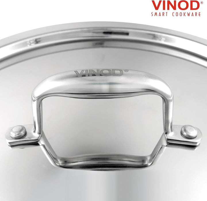 Vinod Platinum Triply Edelstahl-Kadai, geeignet für indische Küche, Saucen, Eintöpfe, Suppen, extra