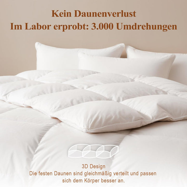 APSMILE Daunendecke 135x200cm - Ganzjahresdecke 135x200, Bettdecke mit 75% Daunen und 25% Federn, Wä