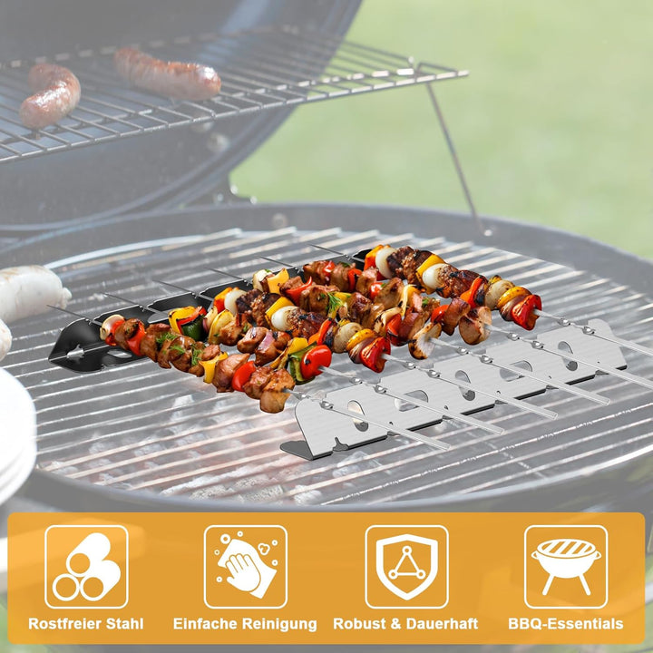 BBQ Halterung Edelstahl, Spiessgestell für 6 Spiesse,Halter für den Grill, Grillgestell Edelstahl fü