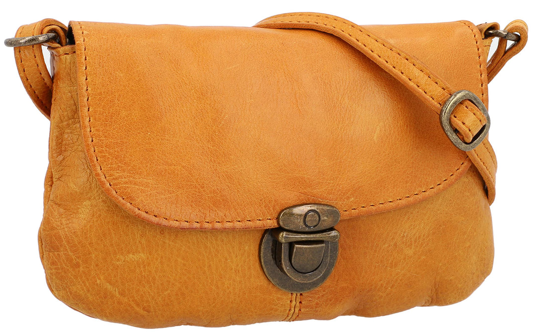Gusti Umhängetasche Leder - Rona Damen Handtasche Ledertasche Vintage Leder Cognac, Cognac