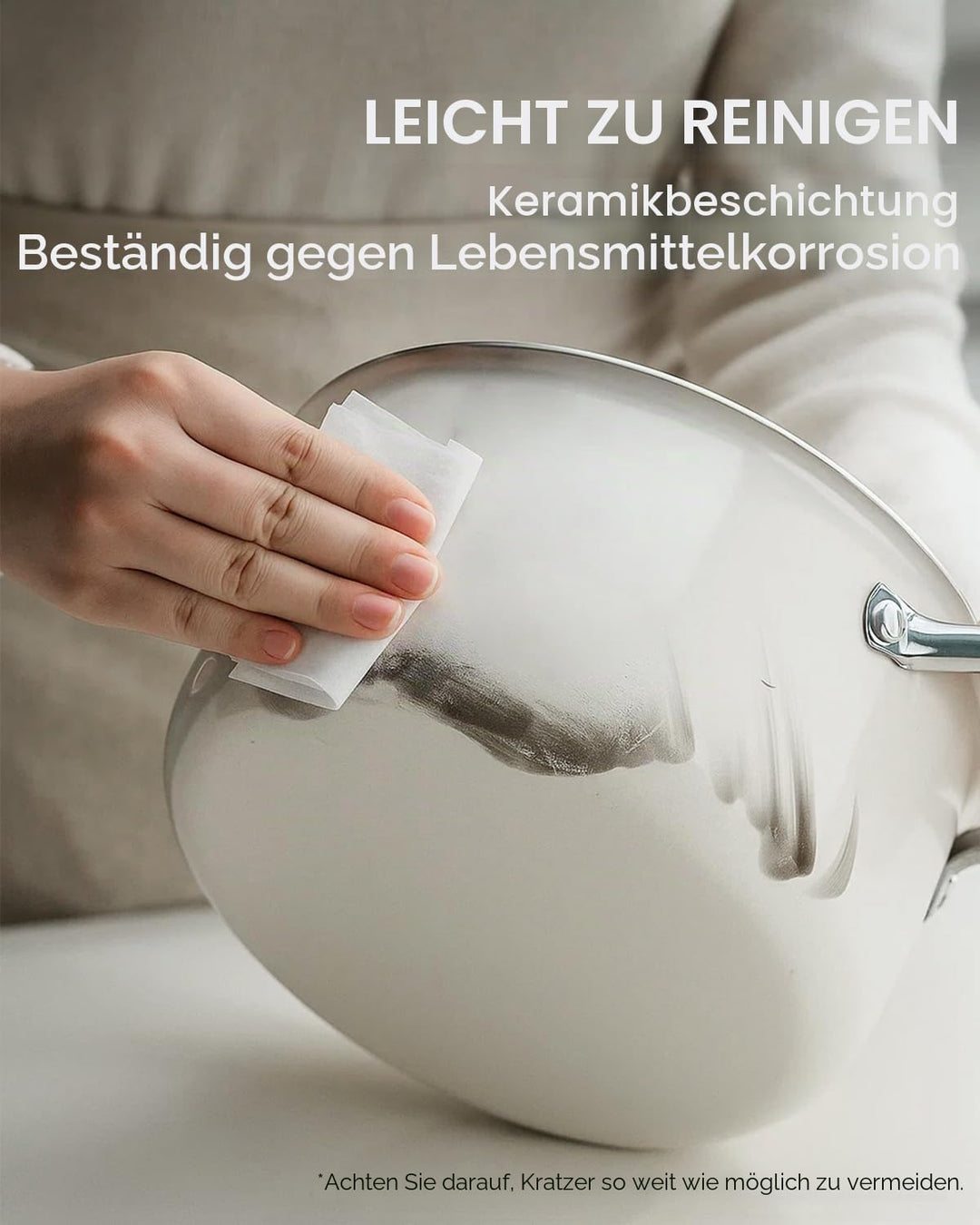 Suppentopf 5,7 l (6 Quart), dreilagiger Suppentopf aus 18/10 Edelstahl mit Deckel, induktionsfertige
