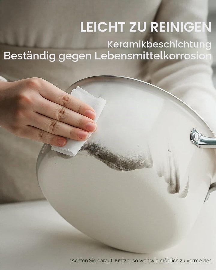 Suppentopf 5,7 l (6 Quart), dreilagiger Suppentopf aus 18/10 Edelstahl mit Deckel, induktionsfertige