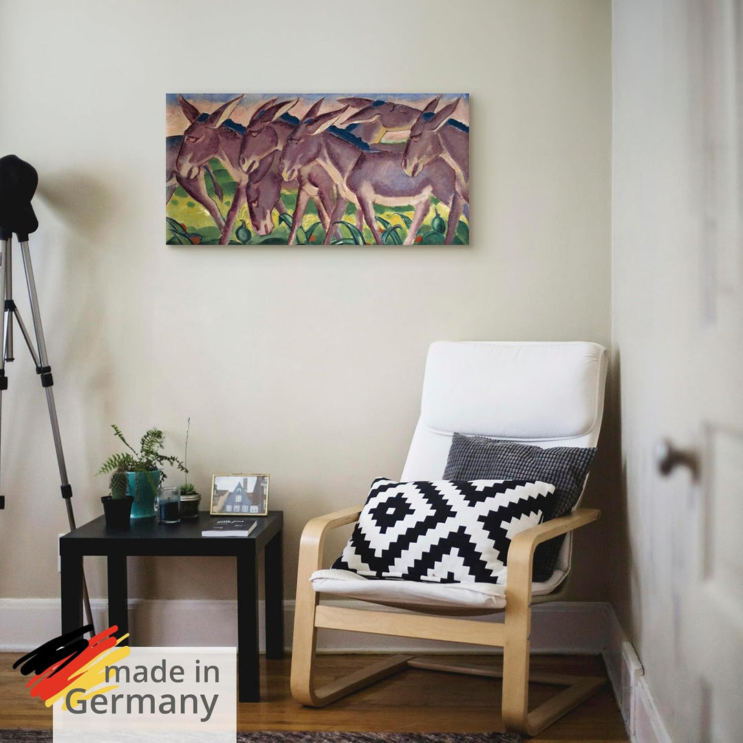 ARTland Leinwandbilder Wandbild Bild auf Leinwand 100x50 cm Wanddeko Tiere Esel Herde Eselfries 1911