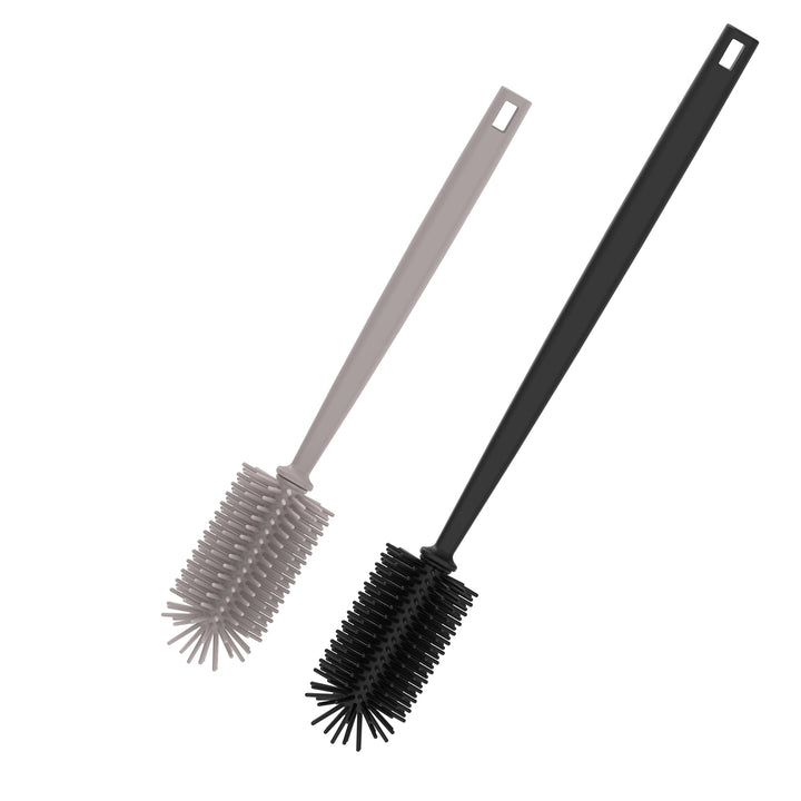 spottle Flaschenbürste Silikon - Reinigungsbürste mit langem Griff - Spülbürste lang & schwarz für G