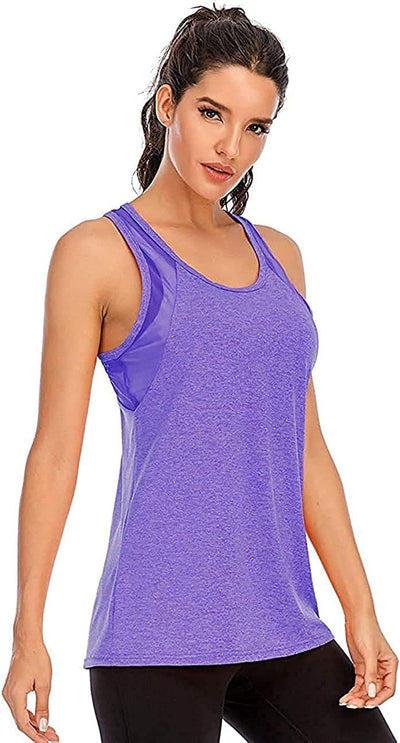 Nekosi Damen Yoga Tanktops Ärmelloses Sportshirt Kleidung Mesh Zurück Fitness Laufen Shirt Sport Obe