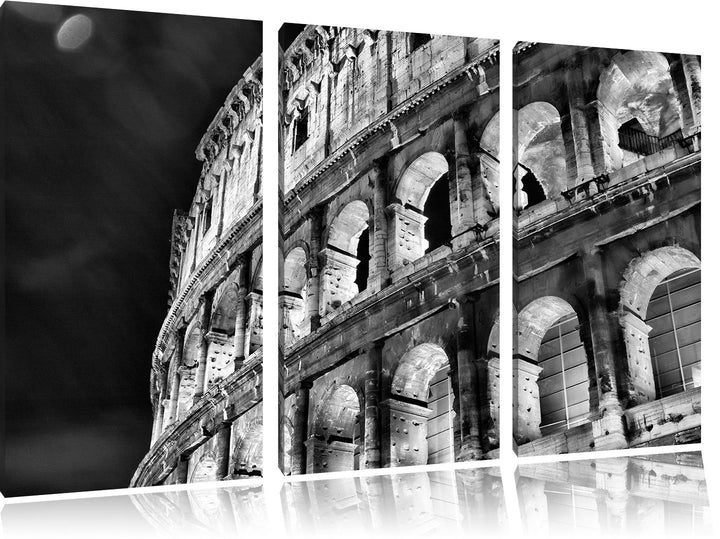 Pixxprint Amphitheater in Rom bei Nacht als Leinwandbild/Grösse: 3 Teilig (120x80) cm/Wandbild/Kunst