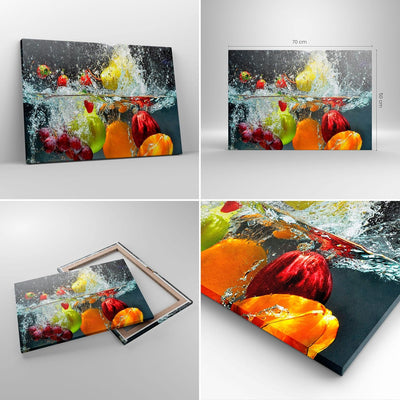 Bilder auf Leinwand Früchte Wasser Spritzer Essen Leinwandbild 70x50cm Wandbilder Dekoration Wohnzim