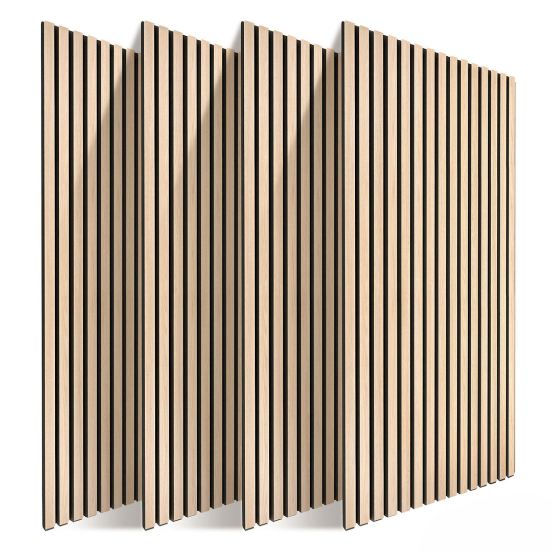 Relaxdays Akustikpaneele, 4er Set, 120 x 60 cm, Schalldämmung & Wandverkleidung, Eiche Furnier, Wand