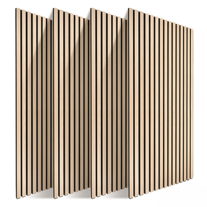 Relaxdays Akustikpaneele, 4er Set, 120 x 60 cm, Schalldämmung & Wandverkleidung, Eiche Furnier, Wand