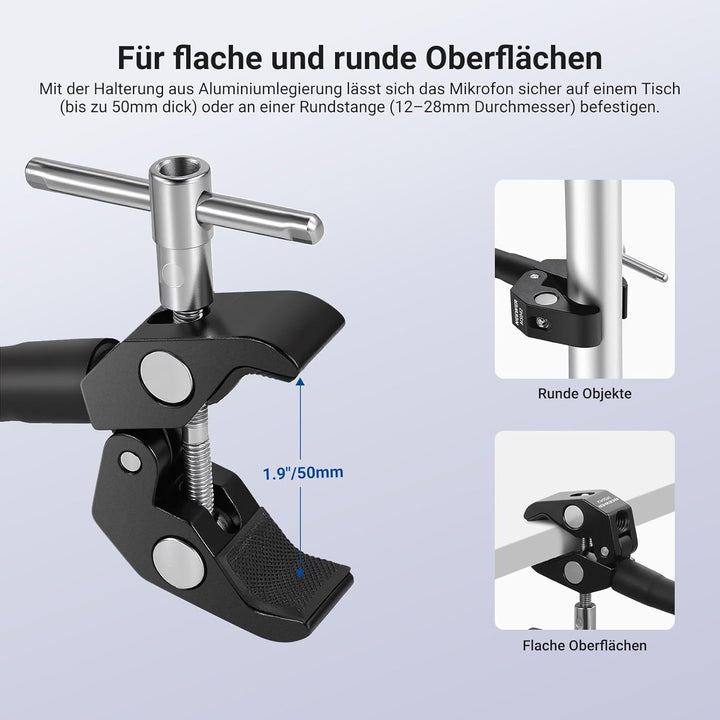 NEEWER Microphone Stand mit flexiblem Mikrofon Arm, verstellbarer Tisch Mic Halterung mit Mikrofonkl