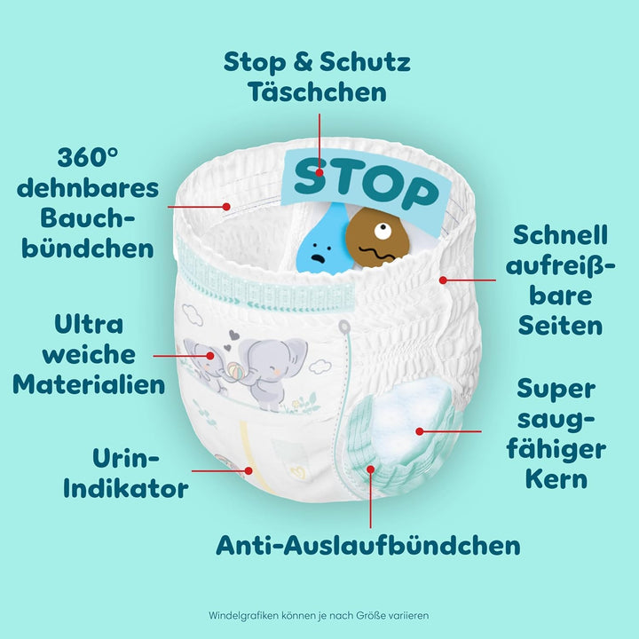 Pampers Premium Protection Pants Grösse 3, 192 Windeln, 6kg-11kg, mit 360° Passform und weichen Anti
