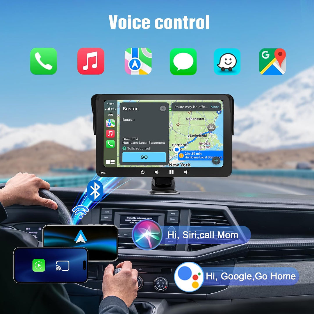 7 Zoll Wireless CarPlay &amp; Android Auto Display mit Sonnenblende 7 inch screen + sun visor, 7 inch sc