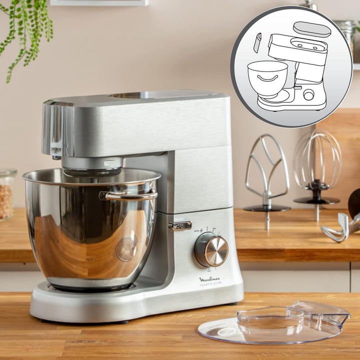 Moulinex Masterchef QA810D Planetary Knetmaschine, 6,7 Liter, Küchenmaschine mit Schneebesen, Schnee