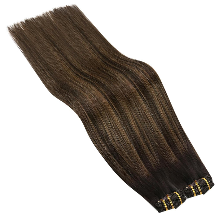 Ugeat Remy Echthaar Extensions Clip in 40cm Clip in Extensions Echthaar Dick 120 Gramm 7 Stücke Bala