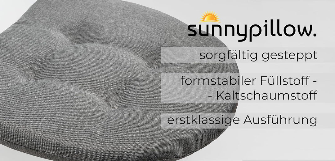 sunnypillow 4er Set Stuhlkissen 40x40 cm - Sitzkissen Stuhl 5cm dick - Sitzpolster für Stühle, Bänke
