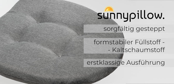 sunnypillow 4er Set Stuhlkissen 40x40 cm - Sitzkissen Stuhl 5cm dick - Sitzpolster für Stühle, Bänke