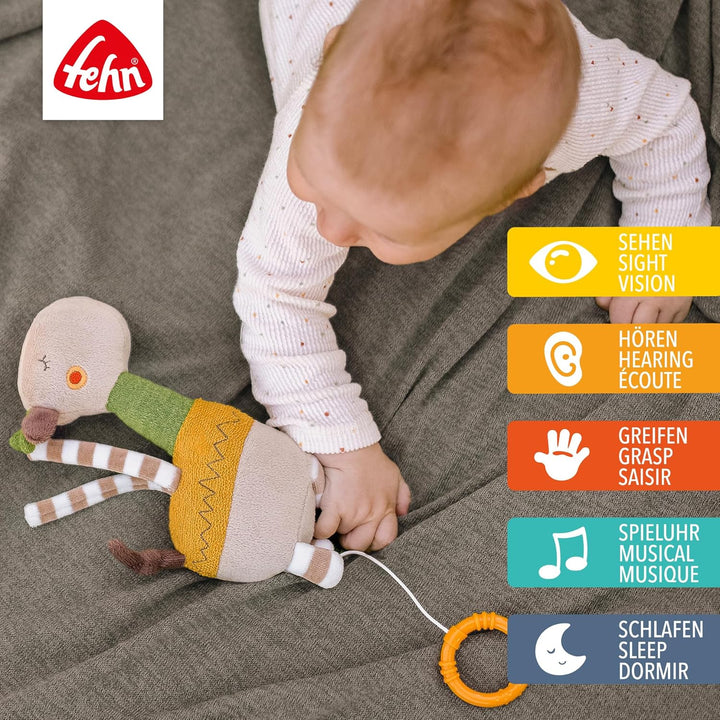 Fehn Spieluhr Baby Einschlafhilfe Giraffe - Kuscheltier mit Befestigung - Einschlafhilfe Melodie Sch