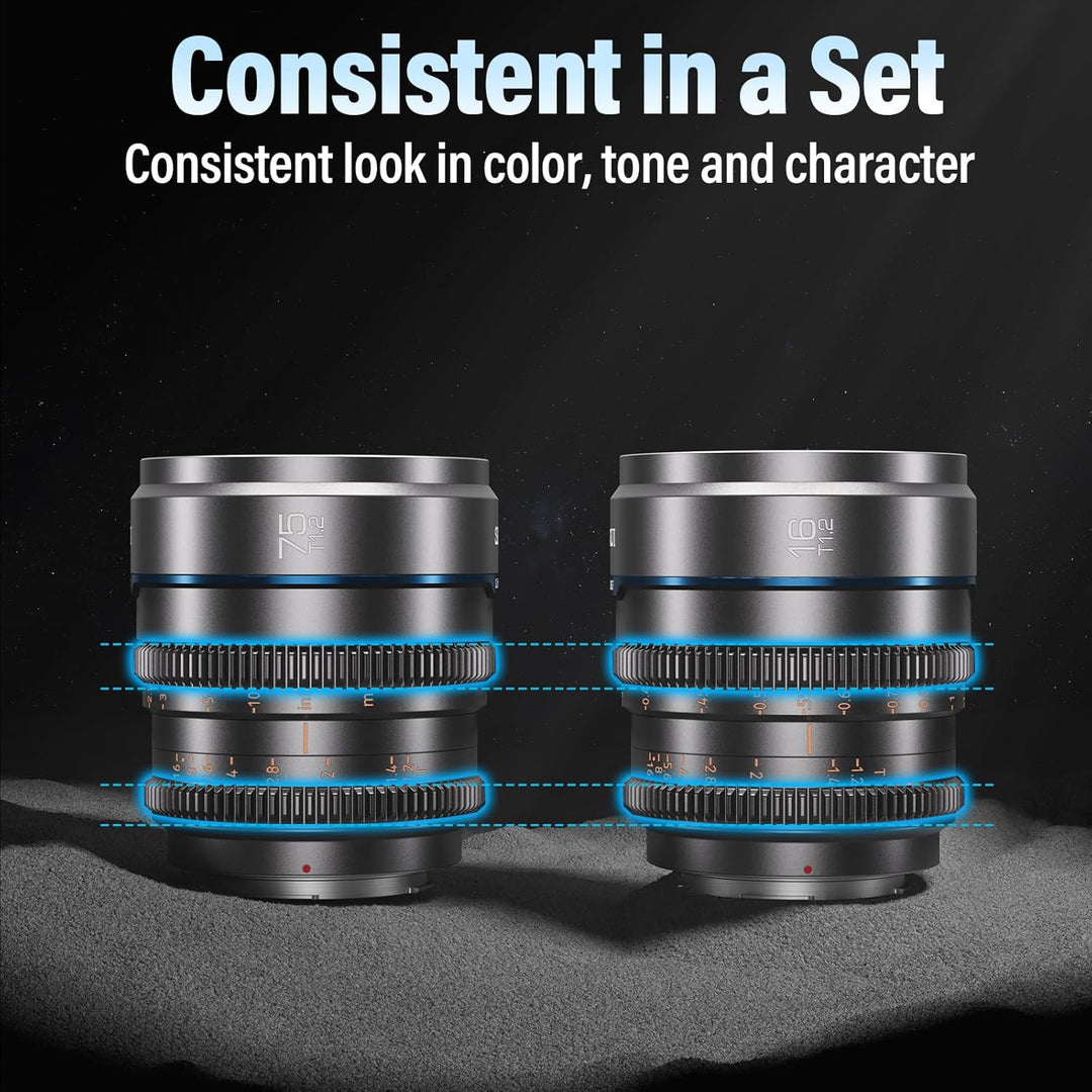 SIRUI Night Walker 75 mm T1.2 S35 Teleobjektiv Cine Objektiv, grosse Blende, manueller Fokusobjektiv