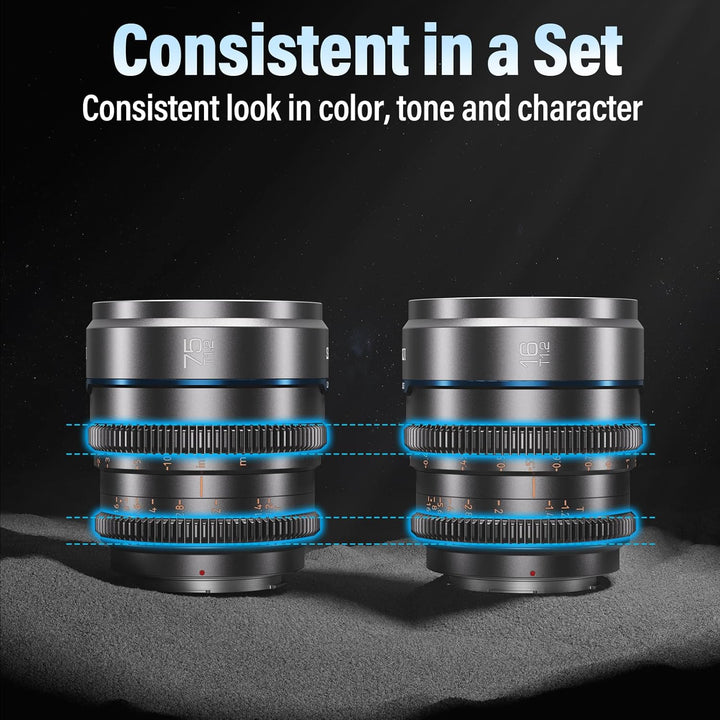 SIRUI Night Walker 75 mm T1.2 S35 Teleobjektiv Cine Objektiv, grosse Blende, manueller Fokusobjektiv