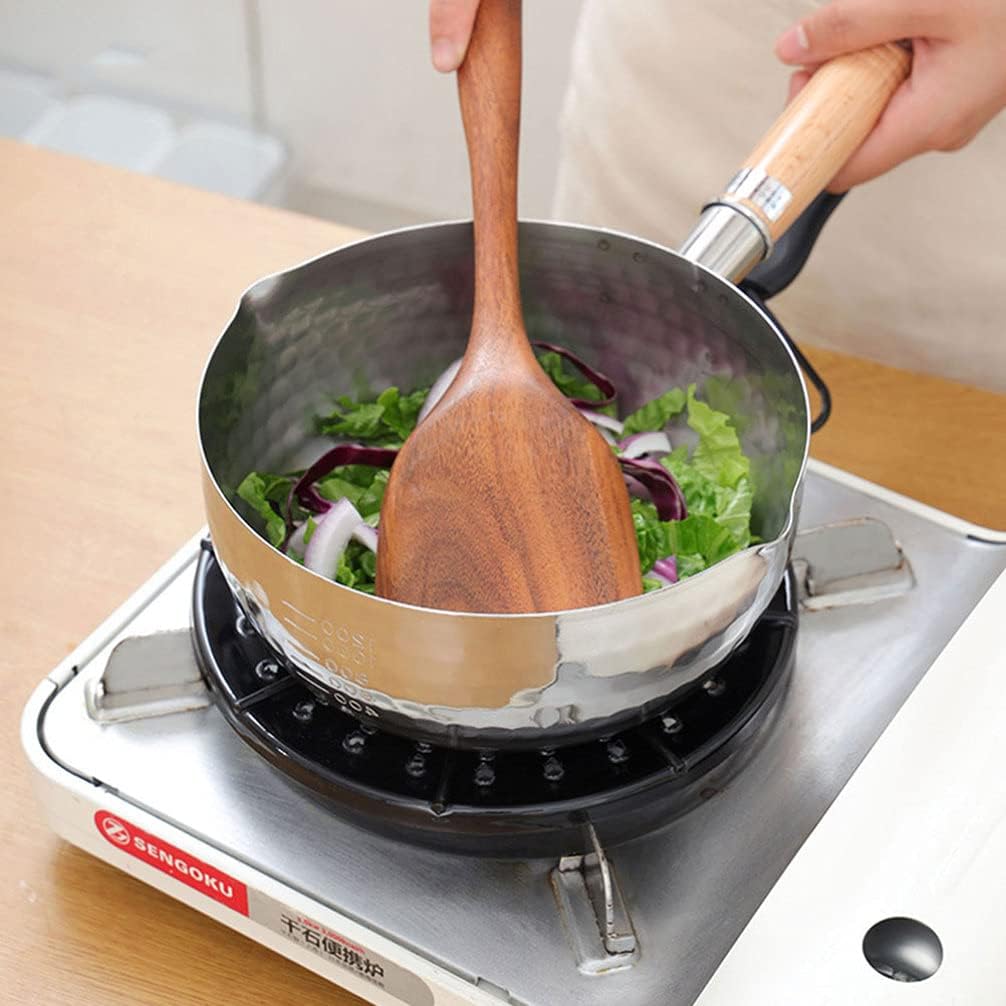 DOITOOL Yukihira-Pfanne aus Edelstahl, traditionell, japanischer Stiel, mit Holzgriff, Milchtopf für