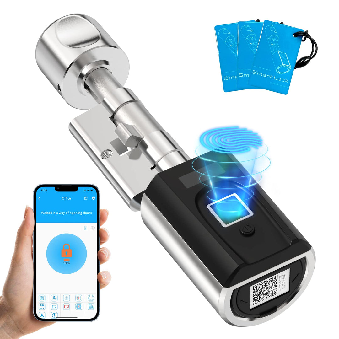 WELOCK SECBNEBL51 Fingerabdruck Schloss,Elektronisches Türschloss mit RFID Karte Bluetooth WiFi für