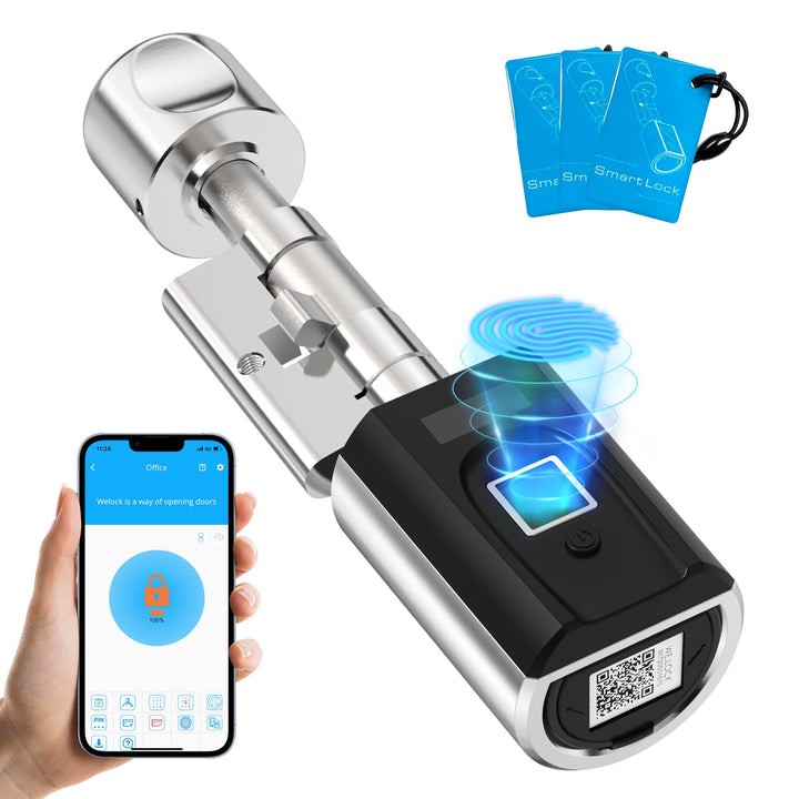 WELOCK SECBNEBL51 Fingerabdruck Schloss,Elektronisches Türschloss mit RFID Karte Bluetooth WiFi für