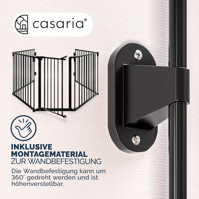CASARIA® Kaminschutzgitter mit Sicherheitstür Metall Ofenschutzgitter 306x77cm Kamingitter ohne Bohr