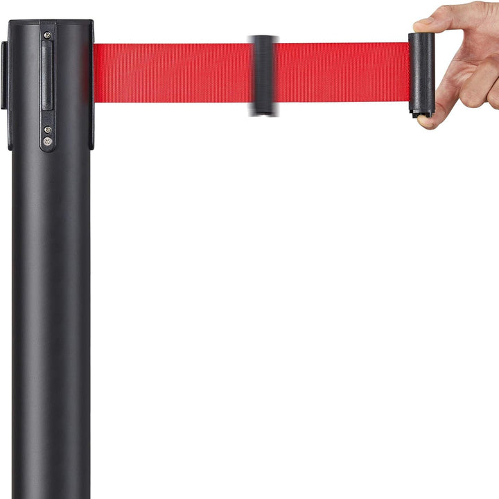 Yaheetech 2-Stück-Set Absperrständer 2m Gurtlänge, Personenleitsystem Absperrständer, Absperrband, A