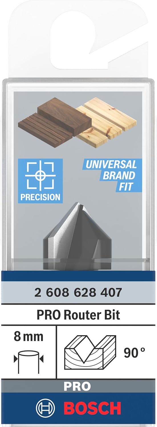 Bosch Accessories Bosch Professional Zubehör 2608 628 407 V-Nutfräser 8 mm, D1 16 mm, L 16 mm, G 45