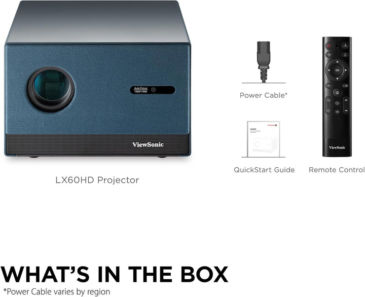 ViewSonic LX60HD Beamer Full HD 1080p mit Google TV, Mini Beamer für Heimkino, 630 ANSI Lumen, Autof