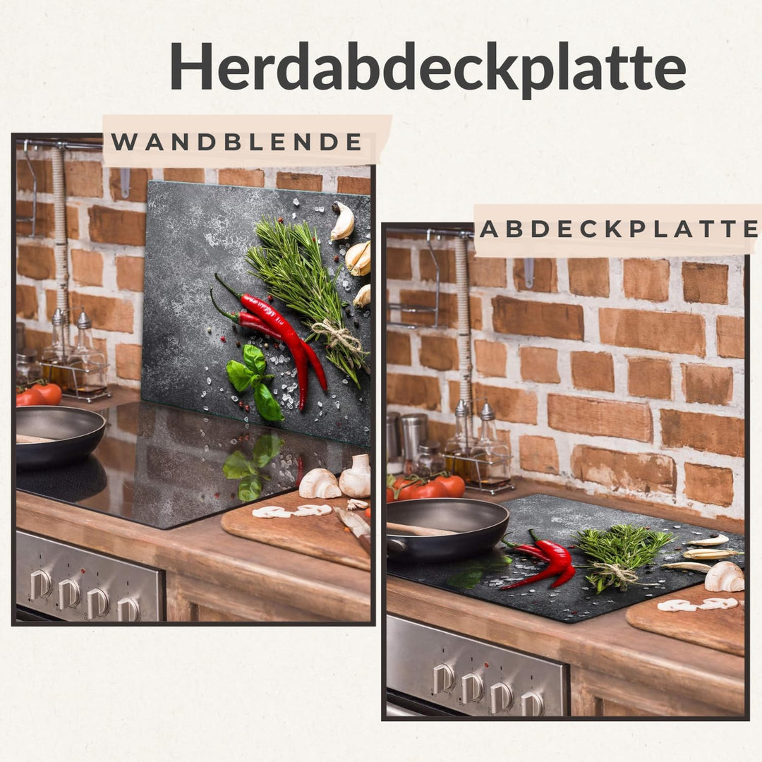 TMK | Herdabdeckplatte 60x52 Einteilig Glas Elektroherd Induktion Herdschutz Spritzschutz Glasplatte
