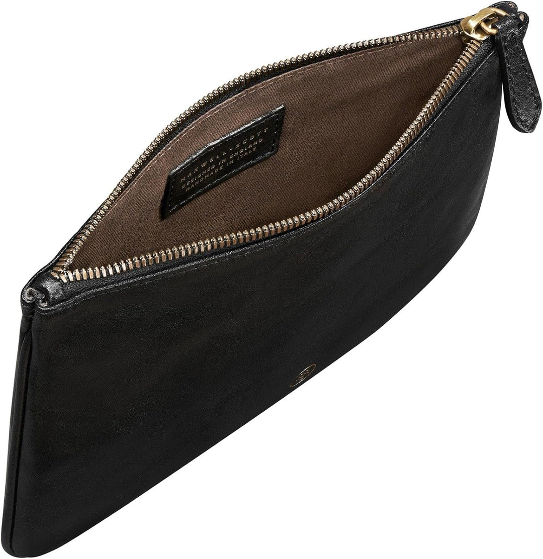Maxwell-Scott Damen Leder Make-Up Beutel in Schwarz - Zeta, Schwarz