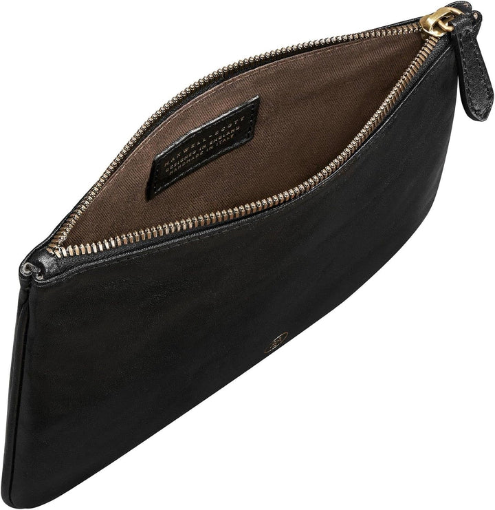 Maxwell-Scott Damen Leder Make-Up Beutel in Schwarz - Zeta, Schwarz