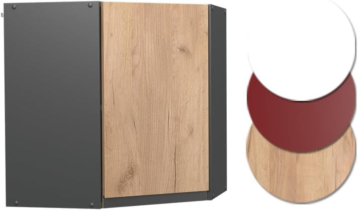 Vicco Eckhängeschrank R-Line, Goldkraft Eiche/Anthrazit, 57 cm J-Shape Goldkraft Eiche Eckhängeschra