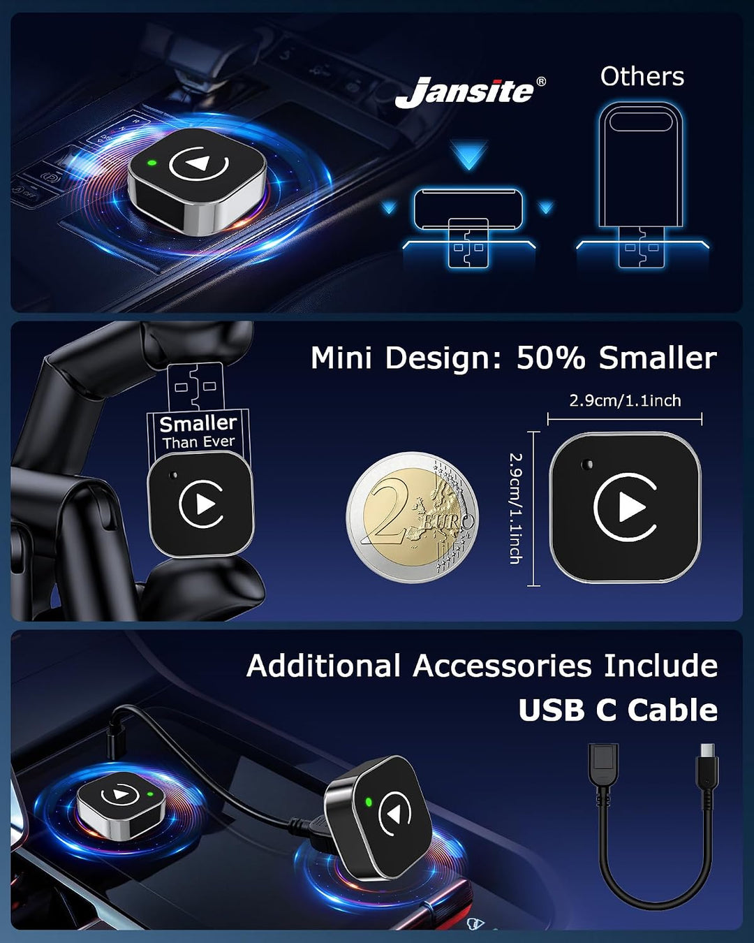 2-in-1 CarPlay Wireless Adapter Android Auto Adapter