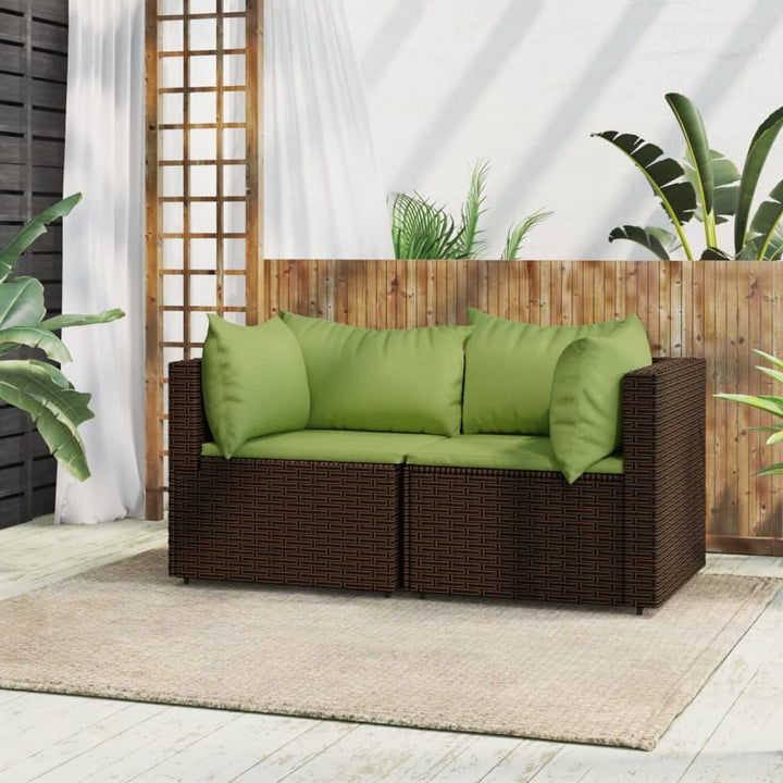 Tidyard 2 STK. Garten Ecksofa Gartensofa mit Kissen Einzelsofa Rattansofa Garten Lounge Gartenmöbel