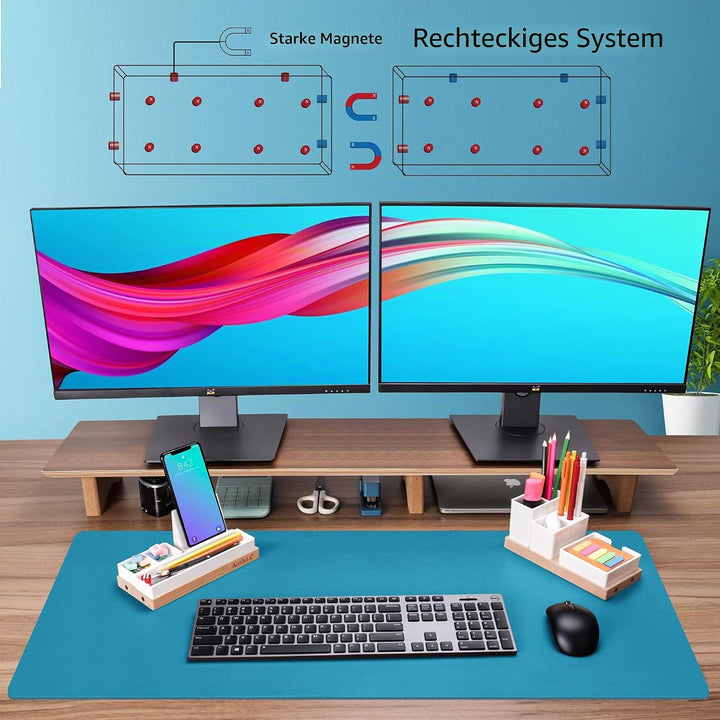 Aothia Verstellbarer Schreibtisch-Organizer, Telefonhalter, Klebezettelablage für Zuhause/Büro (weis