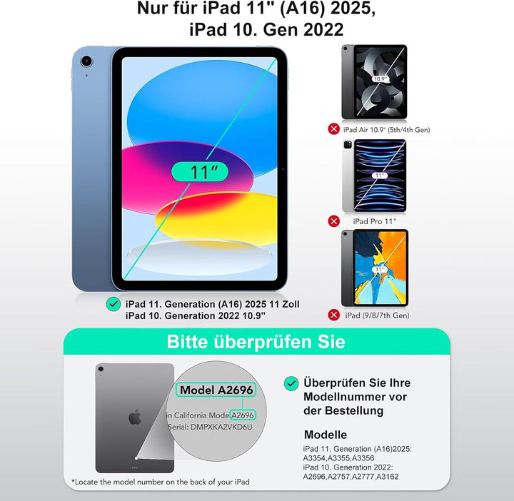 NeoMagic Keyboard für iPad (A16) 11 Generation 2025/10 Generation 2022 Schwarz +1 iPad (A16) 11/10 G