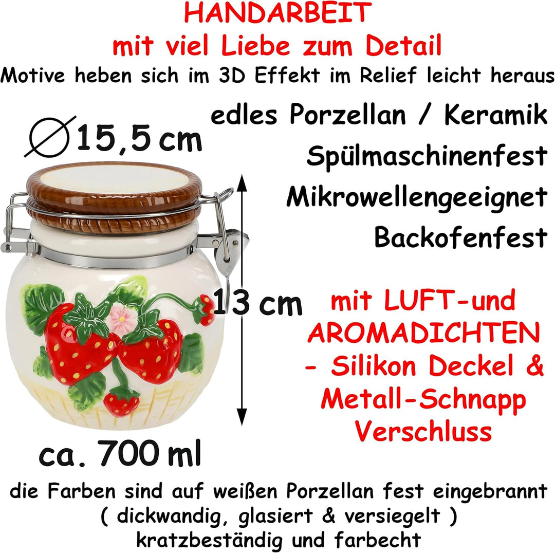 alles-meine.de GmbH Geschirr - Erdbeere - Artikel frei wählbar - XL Frühstücksset 3D Effekt - inkl.