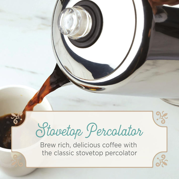 Farberware 50124 Classic Yosemite Stainless Steel Coffee Percolator - 8 Cup, Silver 8-Cup