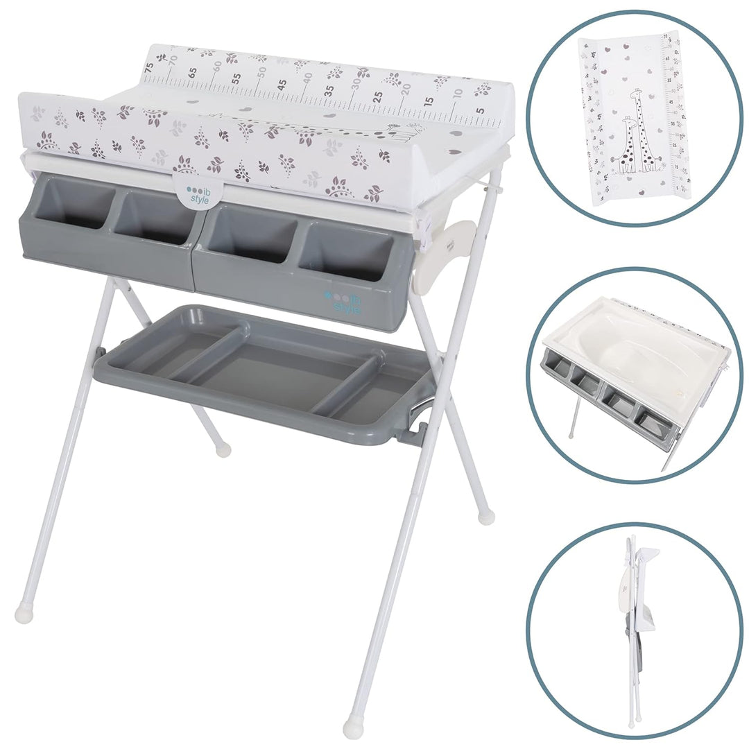 ib style Koa 2-in-1 Wickeltisch mit Badewanne, mobile Wickelkombination, Klappbar, Grosse Wickelaufl