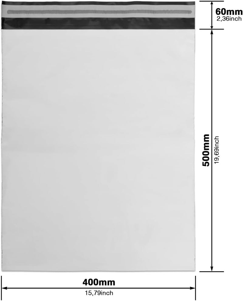 200 Versandtüten Coex Versandbeutel für Kleidung Versandtaschen 400 x 500 mm [60my] Weiss/Schwarz, 2