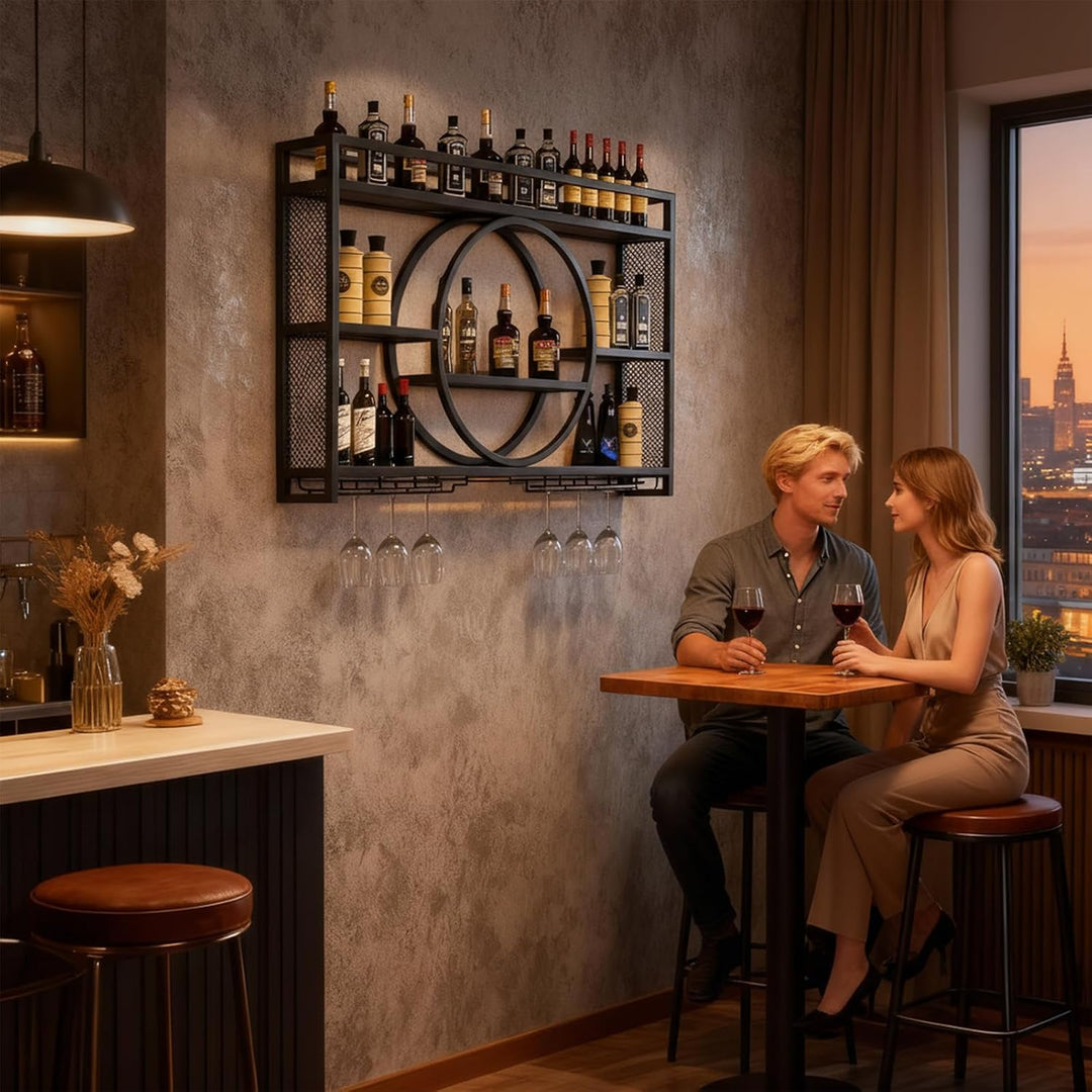 Regal Metall Weinregal Hängend Flaschenregal: Bar Regale Wand Wandmontierte Weinregale Für Bar, Rest