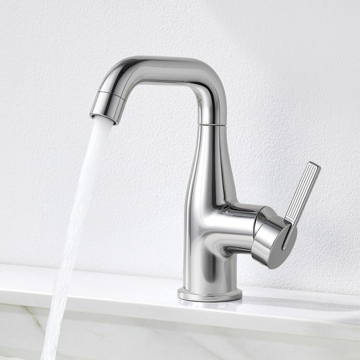 CECIPA Waschtischarmatur mit Kaltstartfunktion für Aufsatzwaschbecken Chrom, Chrom