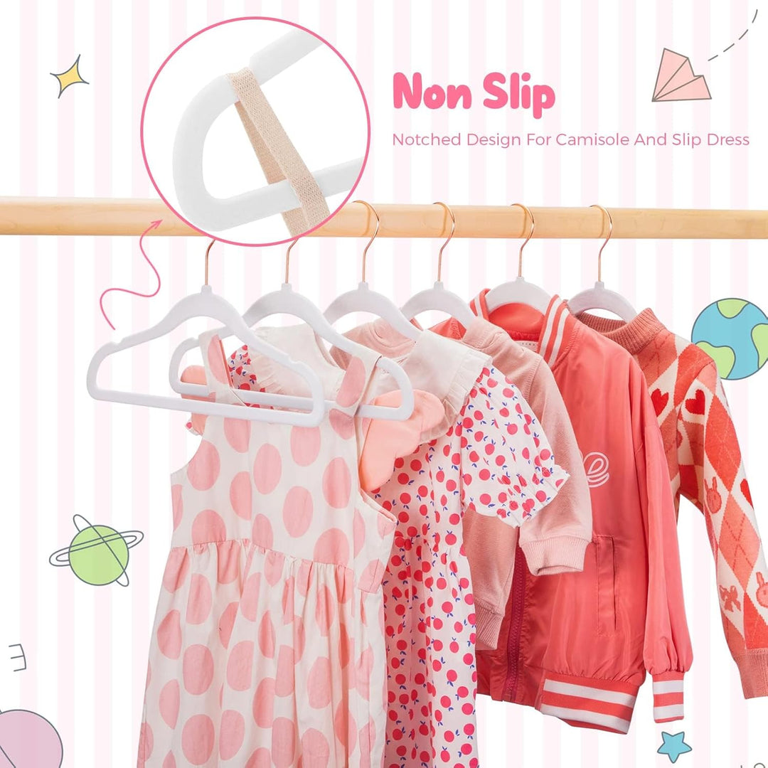 HOUSE DAY Kleiderbügel Kinder 60x Kinderkleiderbügel Samt Kinderbügel Kleiderbügel Samt Weiss Kinder