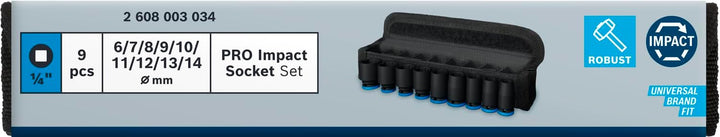 Bosch 9x PRO Impact Steckschlüsseleinsatz-Set (31 x 28 mm, Professional Zubehör Bohrer und Schrauber